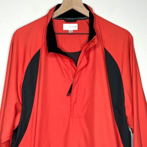 Cutter & Buck Mens Jacket Large Orange Black Pullover 1/4 Zip Windbreaker Active - Picture 5 of 12